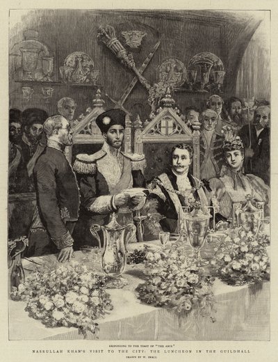 Visita di Nasrullah Khan alla città, il pranzo nella Guildhall da William Small